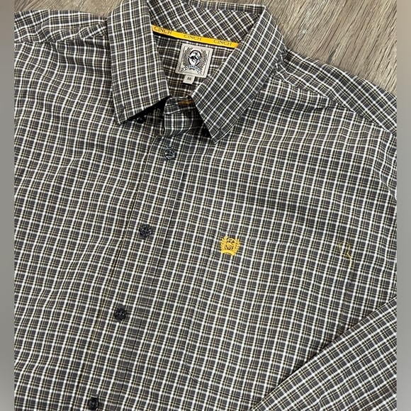 CINCH Men’s Medium Longe Sleeve Logo Plaid Button Front Cowboy Western Shirt - Picture 3 of 8